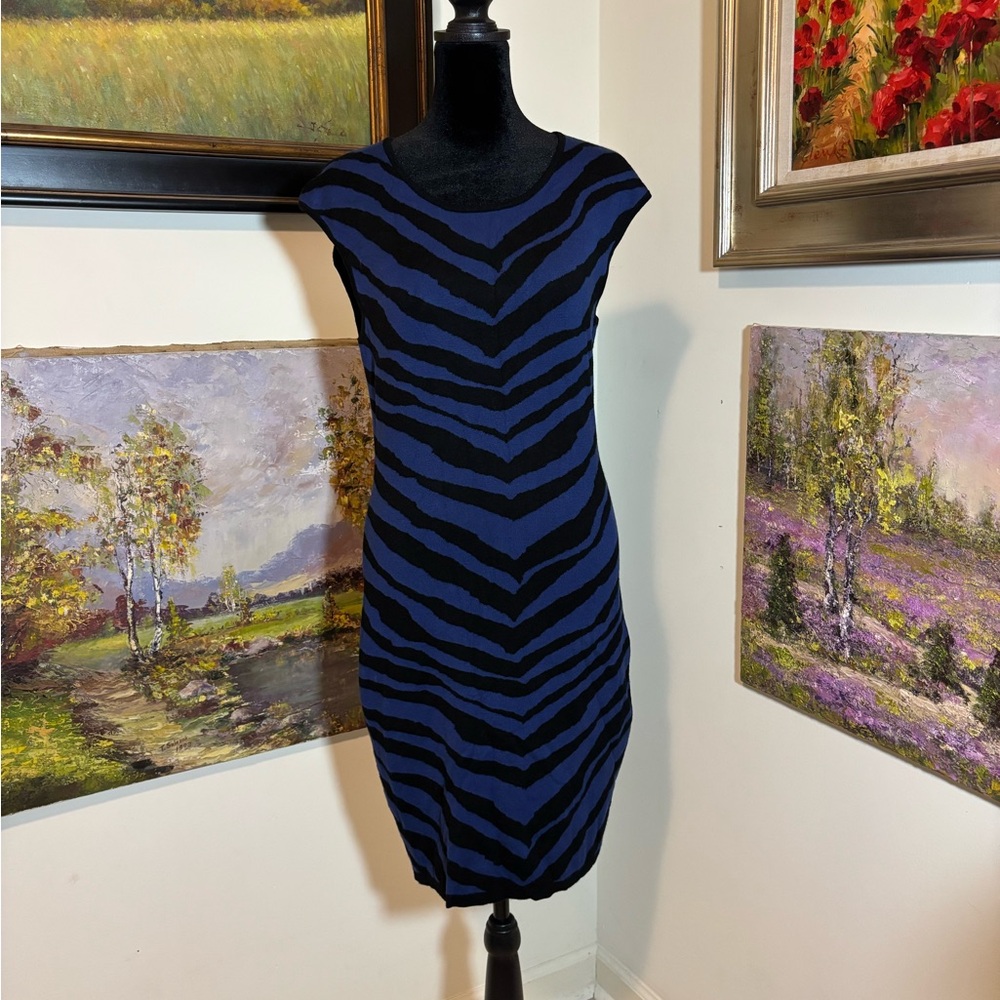 🐠 Express Blue Sheath Mini Dress Ruched Sleeveless